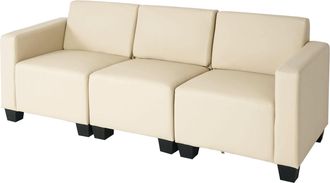 Hhg Sof&aacute; Modular 3 Plazas Lyon, Polipiel, Crema