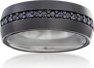 Ross-Simons Mens Black Sapphire Eternity Wedding Ring in Tungsten Carbide