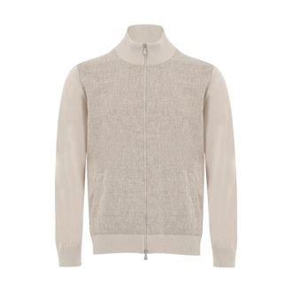 Gran Sasso Cardigans, male, Beige, Size: L Giubbino Cardigan in Doppio Tessuto