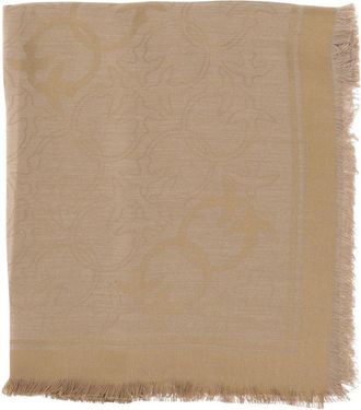Pinko Viscoseblend sjaal met Love Birds-patroon - Dames - Sjaals - Beige - ONE Size - Polyester - Accessoires