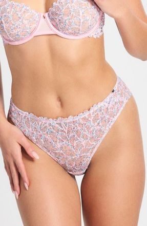Savage x Fenty Savage Not Sorry Printed Lace Cheeky Panties in Pink Cherry Blossom Pop at Nordstrom, Size X-Large