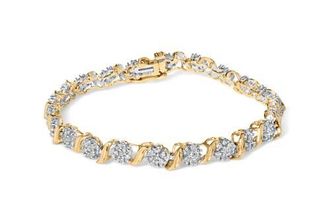 House of Brilliance 10K Yellow Gold 2.00 Cttw Round Cut Diamond S Cluster Bracelet at Nordstrom, Size 7
