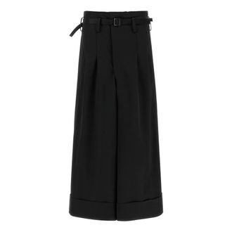 Junya Watanabe Wide Flared Trousers - female - Junya Watanabe - Wide Trousers - Black - L - Trousers