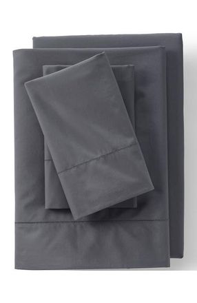 Lands End 300 Thread Count Cotton Percale Bed Sheet Set in Rich Steel at Nordstrom, Size California King