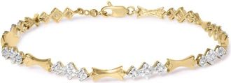 House of Brilliance 10k Gold 1/3 Cttw Diamond Miracle Set Alternating Bar and Link Bracelet (I-J Color, I1-I2 Clarity) - 7.75 Inches