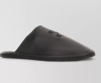 Off-white leather slides