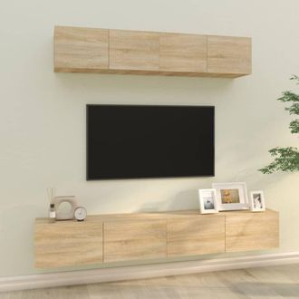 Berkfield Home 4 Piece TV Cabinet Set Sonoma Oak Engineered Wood in Brown