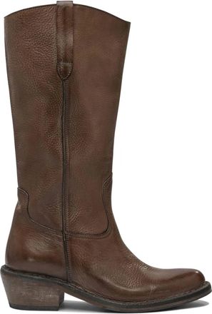 Moma Leren middelhoge laarzen met Western-stijl - Bruin