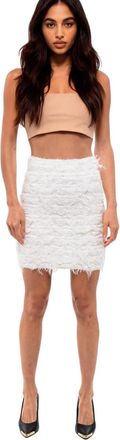 Balmain White Textured Above Knee Skirt