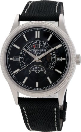 Patek Philippe Grand Complications Perpetual Hand Wind Moon Phase Black Dial Watch 6159G-001