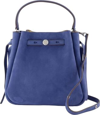 Tory Burch Tassen, Dames, Blauw, ONE Size, Leer, Romy Nubuck Bucket Bag
