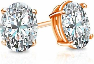 Suzy Levian Rose Sterling Silver Oval Cut 1.50cttw Cubic Zirconia Earring Studs