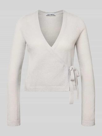 Review Strick-Cardigan in Wickeloptik in Hellgrau Melange, Gr&ouml;&szlig;e XL