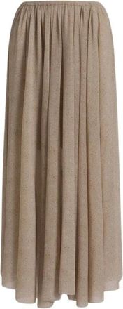 Alberta Ferretti Gedrukte geplooide rok van tule - Dames - Midirokken - Bruin - XL - Tule - Rokken
