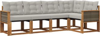 vidaXL Conjunto De Sof&aacute;s De Exterior 5 Uds. Natural Y Gris Claro Vidaxl