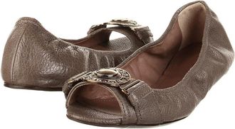 Burberry Icon Buckle Peep Toe Ballerina Womens Flat Shoes Pebble : 40 (US Womens 10) B - Medium, Leather