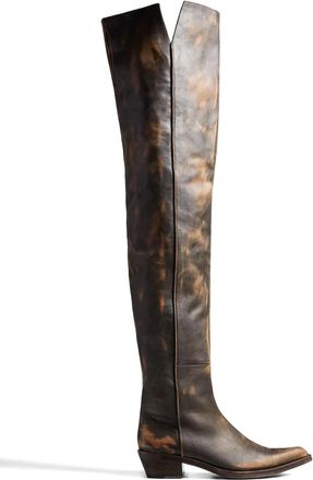 Khaite Clive over-the-knee boots - women - Artificial Leather/Artificial Leather/Fabric - 37 - Brown