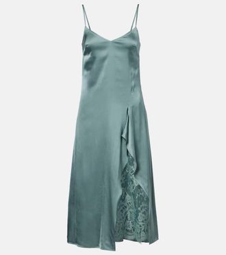 Acne Studios Vestido lencero de sat&eacute;n con encaje