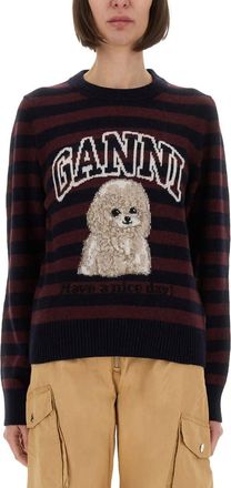 Ganni Striped Shirt With Poodle