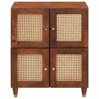Berkfield Home Media Storage Cabinets & Racks Brown Cane & solid mango wood