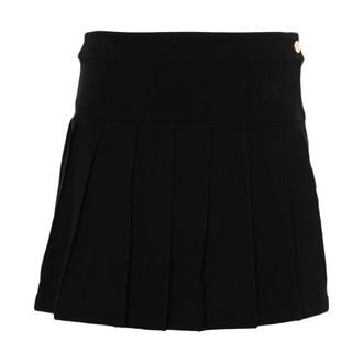 Palm Angels Short Skirts, female, Black, Size: XS Monogram Pleated Skirt