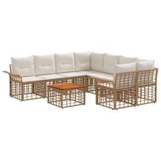 vidaXL Conjunto De Sof&aacute;s De Exterior 9 Uds. Natural Y Crema Vidaxl