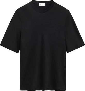 Ami T-shirt met korte mouwen en satijnen ribboord - Dames - Tops - Zwart - Maat: XS Satijn