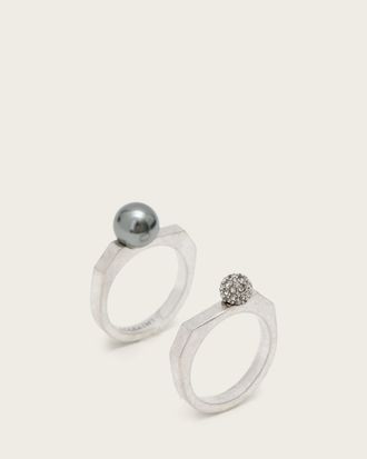 AllSaints Ellie Hex Ring Set