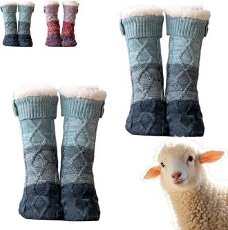 Generic Knitted Ultra Thick Slipper Home Socks, Non-slip Fluffy Soft Warm Slipper Socks for Indoor Home, Womens Cabin Socks with Grippers, Soft & Comfortable 
