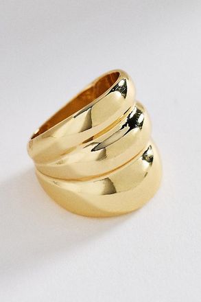 Anthropologie Ribbed & Stacked Motif Ring