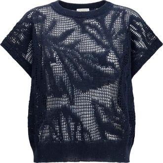 Brunello Cucinelli Womens T-Shirt Dazzling Water Lillies Linen Abyss T-Shirts & Jerseys