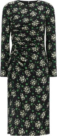 Dolce & Gabbana Midi-jurk van charmeuse met bloemenprint - Dames - Casual kleedjes - Zwart - L - Kleedjes