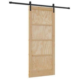 vidaXL Puerta Corredera Natural Y Negro 86 X 198,5 Cm Vidaxl