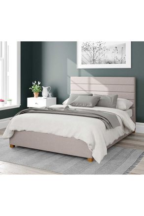 Aspire Home Accents Kelly Upholstered Ottoman Storage Bed, Eire Linen Fabric in Off-White | Size: Super King