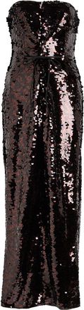 Staud Cece Strapless Sequin-embellished Midi Dress - Dark Brown - 10 (UK14 / L)