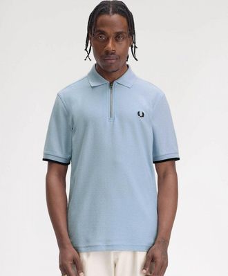 Fred Perry Mens 146 Polo Shirt in Light Blue Cotton - Size Large