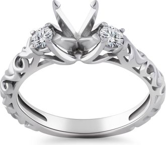 Pompeii3 1/4CT Vintage Diamond Engagement Ring Setting 14K White Gold