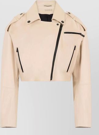 The Mannei short leather jacket cropped silhouette