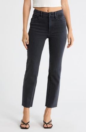 Good American Always Fits Good Legs High Waist Ankle Straight Leg Jeans in Black414 at Nordstrom Rack, Size 00-4