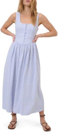 Nobody's Child Cora Pinstripe A-Line Midi Dress in Blue at Nordstrom, Size 12