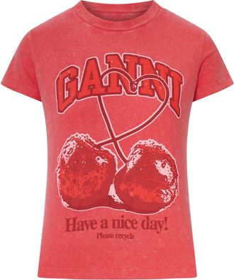 Ganni JERSEY T-SHIRT WITH FRONT LOGO - Ganni - Woman
