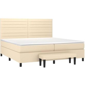 vidaXL Vidaxl - Cama Box Spring Con Colch&oacute;n Tela Color Crema 200x200 Cm
