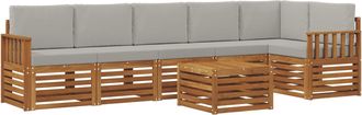 vidaXL Conjunto De Sof&aacute;s De Exterior 7 Uds. Gris Natural Y Claro Vidaxl