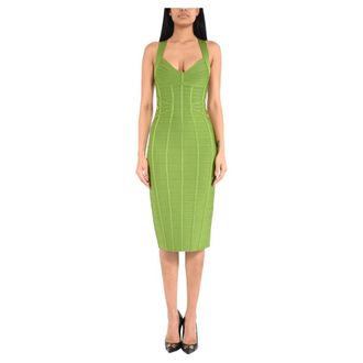 Elisabetta Franchi Party Dresses, female, Green, Size: 2XL Knit 3D Pencil Dress