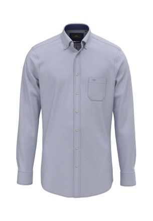 Fynch-Hatton Langarmhemd FYNCH-HATTON, Herren, Gr. 4XL, N-Gr, crystal blau, Jersey, Obermaterial: 100% Baumwolle, unifarben, regular fit taillenbedeckt, Manschette