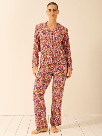Stripe and Stare Long Pyjama Set in Botanic Bloom at Nordstrom, Size X-Small Uk