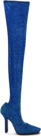 VETEMENTS Boomerang sock boots - women - Rubber/Calf Leather/Velvet - 40 - Blue