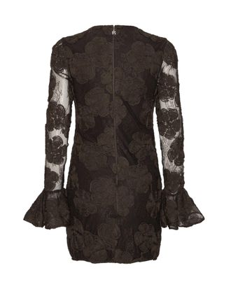 Rotate 3D Floral Lace Mini Dress - Brown
