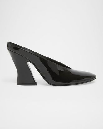 Givenchy Patent Leather Sculpted Block-Heel Mules