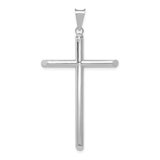 Diamond2Deal 14k White Gold Polished Tube Cross Pendant